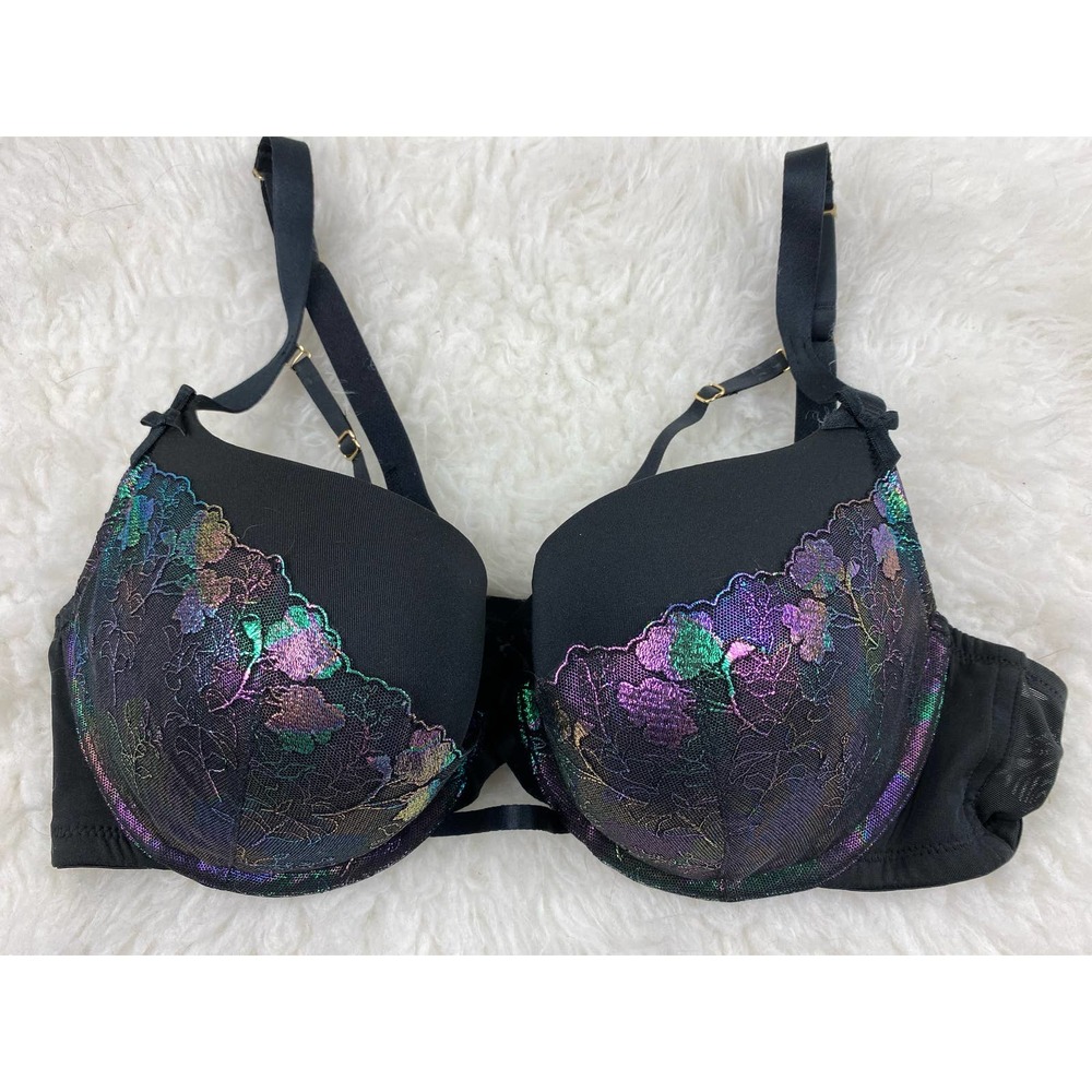 Cacique 38D Black Iridescent Boost Balconette Bra